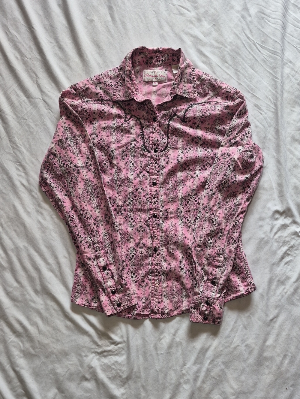 Vintage 100% Cotton Panhandle Slim Pink Paisley Button-Down Shirt Size Sm
